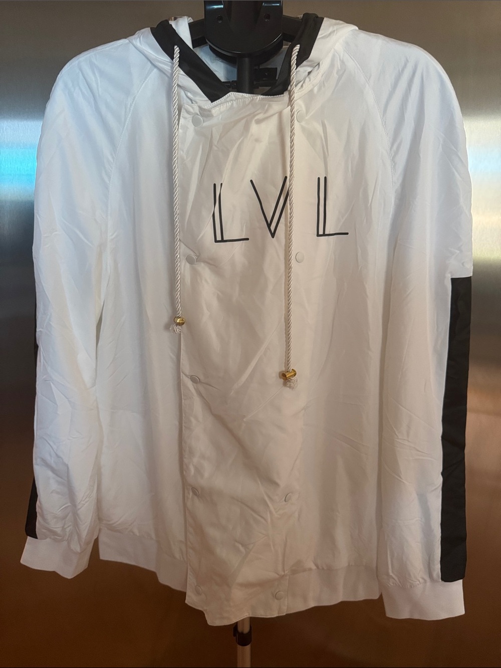 LVL White Windbreaker Jacket with Black Accents